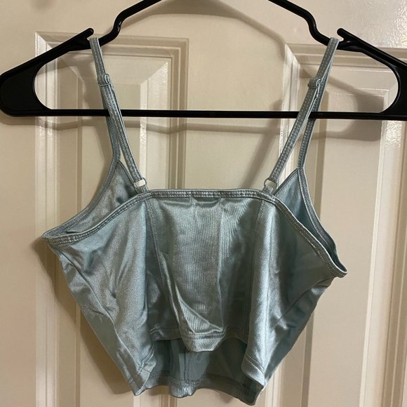 NWT Garage Light Blue Satin Bustier Crop Top - Picture 5 of 8